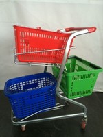 more images of two basket metal shopping  hand trolley  with four wheels for supermarket