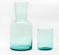 Factory manufacturer glass carafe blue color with lid jug glass