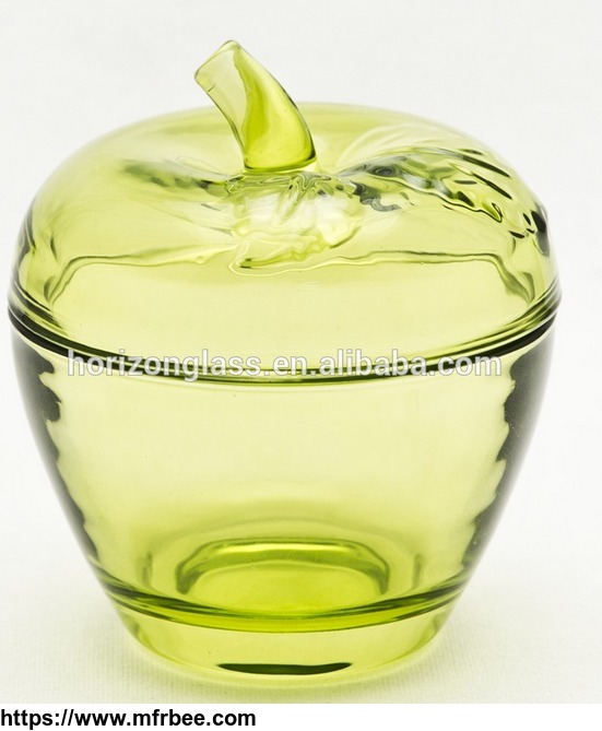 cute_apple_shape_glass_jar_olive_green_with_lid_home_glass_jar