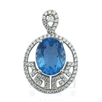 2015 Manli Fashion European and American egg-shaped natural blue crystal Pendant