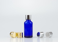 more images of 30ml Blue Glass Bottle With 18-415 Glossy Aluminium Cap For Cosmetic Oil