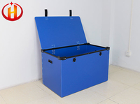 Blue Waterproof Pp Flute Box With Lid Flat Surface