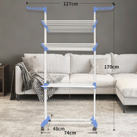 more images of Adjustable Stainless Steel Living Room Three Rods Trolley Clothes Rack For Hanging Clothes