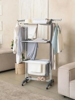 more images of Three Tiers Foot Foldable Stainless Steel organizer clothes rack for hanging clothes