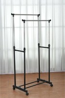 Adjustable Stainless Steel Double Rail clothes rack for hanging clothes