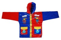 more images of R-1021-1002-2 BLUE AND RED SHINY PVC VINYL KIDS RAIN WEATHERPROOF JACKET