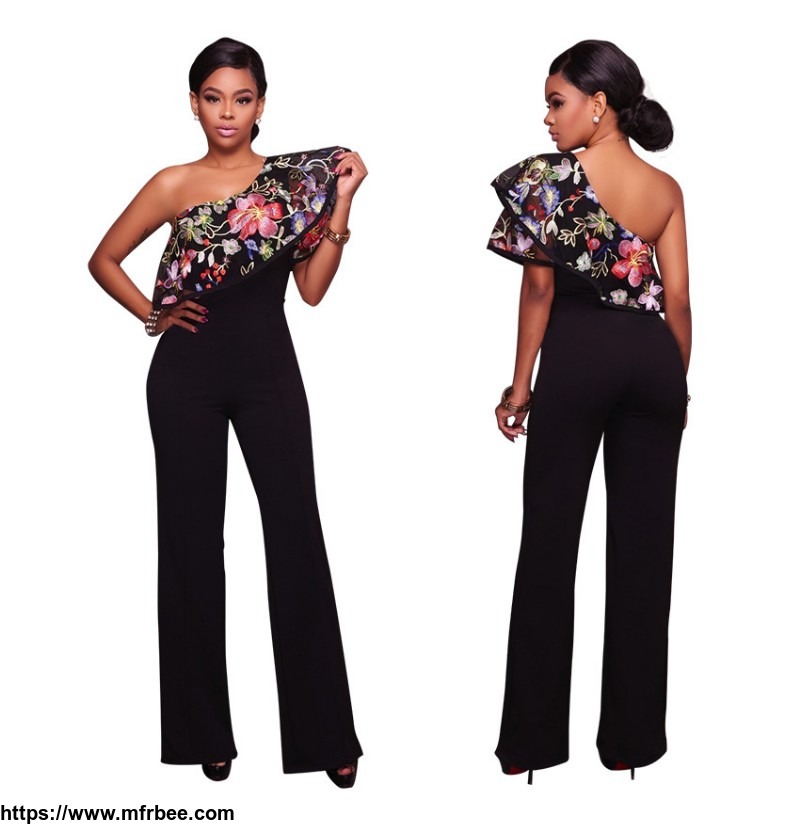 one_shoulder_loose_women_party_jumpsuits_with_floral_print_overlay_fls4007