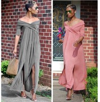 more images of Best Price Slit Women Solid Casual Long Dress with Sleeves for Autumn  L0136