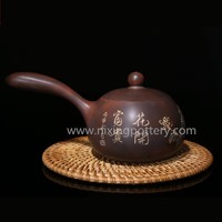 Purple Clay Nixing Pottery Side Handle Teapot Handmade Art Ware