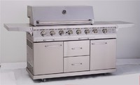 6-Burner Full Stainless Steel outdoor Gas Grill with drawers and doors