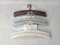 more images of Fabric clothes hanger 2pcs/set, wood cloth hanger with linen fabric
