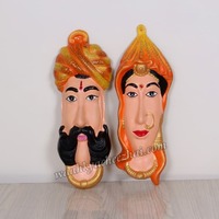 more images of Rajasthani Orange Couples Face Wall Hanging