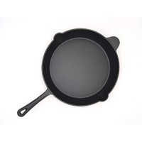 2020 Modern skillet pots pre-seasoned cast iron round shape flat wok pan with helper handle
