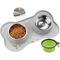 Hot Selling Reusable Double Stainless Steel Pet Bowl Soft Silicone Pet Pads