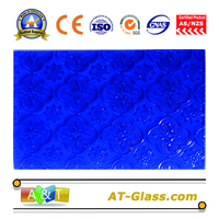 more images of 4mm Blue Flora Patterned Glass for window furniture door