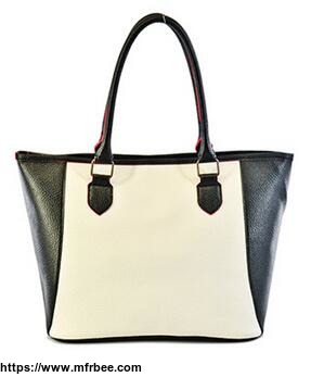 wholesale_promotion_custom_simple_shopping_black_and_white_pu_leather_tote_bag_china_supplier