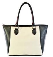 Wholesale promotion custom simple shopping black and white pu leather tote bag China supplier