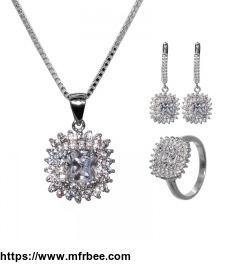 livingpal_s925_silver_cubic_zirconia_halo_style_ring_pendent_earrings_set