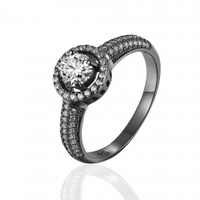 LivingPal S925 Sterling Silver with  Cubic Zirconia Halo Ring