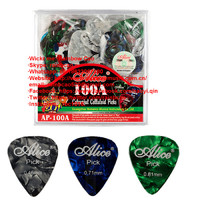 Alice 100pcs Acoustic Electric Guitar Picks Plectrum Various Colors 6 thickness