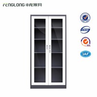 Steel office furniture made in CHINA 2 glass door file cabinet