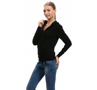 more images of Women's Black Sweater with Zip Hoodie