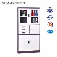 Up Glass Down Steel Door Filing Cabinet With 3 Drawers And A Inner Safety Box
