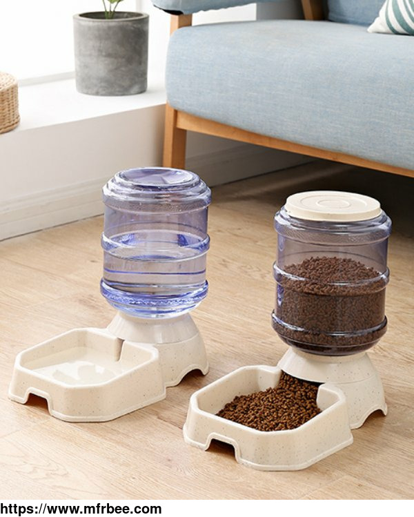 automatic_dog_cat_feeder_and_water_dispenser_gravity_feeder_and_waterer_set
