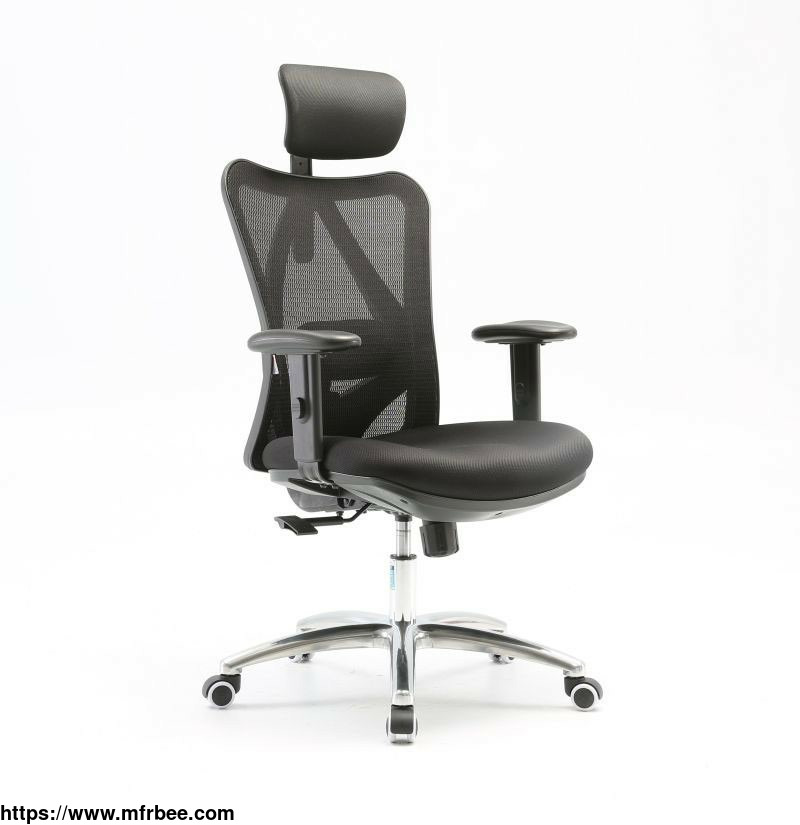 sihoo_m18_ergonomic_black_adjustable_fabric_office_chair_with_armrests_and_mesh_back