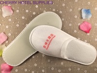 more images of Custom disposable white pull plush hotel slippers