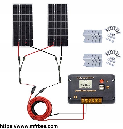 eco_worthy_200_watt_2pcs_100_watt_monocrystalline_solar_panel_complete_off_grid_rv_boat_kit_with_lcd_charge_controller_solar_cable_mounting_brackets