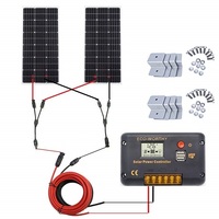 ECO-WORTHY 200 Watt (2pcs 100 Watt) Monocrystalline Solar Panel Complete Off-Grid RV Boat Kit with LCD Charge Controller + Solar Cable + Mounting Brackets
