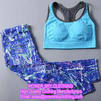 High Quality Custom Print Fitness Private Label Sports Colorful Breathable Sexy Capri Yoga Pants Sets From Power Sky Clothing Manufacturers