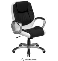 Mid Back Task Chair Featuring Black and White Upholstery