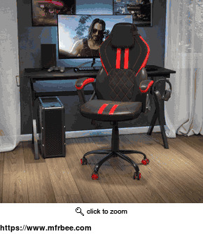 ergonomic_adjustable_computer_chair_with_red_dual_wheel_casters_best_price_seating