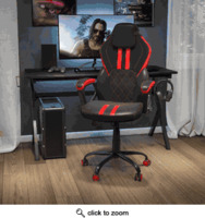Ergonomic Adjustable Computer Chair with Red Dual Wheel Casters | BEST PRICE SEATING