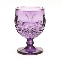 Hot sale purple color short stem home decor glassware wine glass