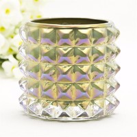 more images of glassware wholesaler of plated golden colored glass votive candle holder