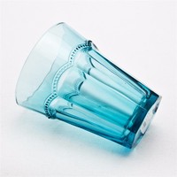 2016 hot sale blue colored stemless tumbler glass drinking cup