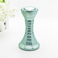 unique Small pretty waist long-stemmed tall glass candle holder