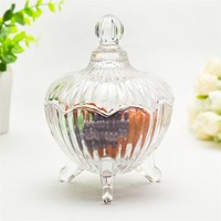 Hot sale Folding Fan Stemed Glass Candy Jar/jewelry box with Lid