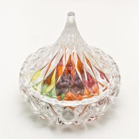 more images of prismatic grain textured cute ger shape decorative clear glass jar with lid forJewellery