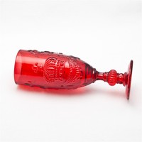 Instock china supply red colored stem wholesale embossed galss champagne flute