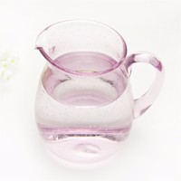 big size hand blown colored bubble glass pitcher