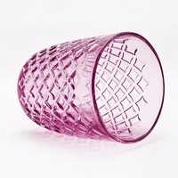 Gridding hotsale colored glass water cup and wine glass,glass cups for wine