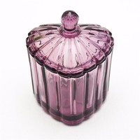 more images of Hand-made heart shape coloured glass dessert jar with lid