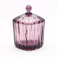 more images of Hand-made heart shape coloured glass dessert jar with lid