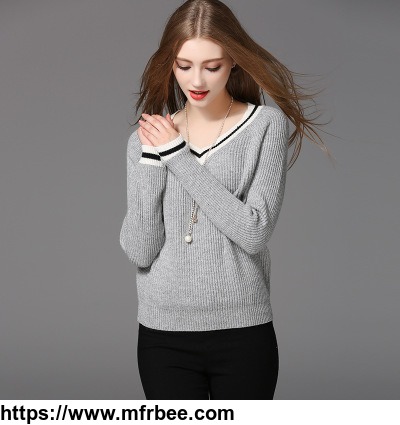new_style_design_long_sleeve_v_neck_sweater_long_pullover_knitted_sweater_for_women