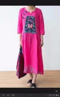 more images of Chinese Buttons Vintage Embroidered Dress Plus Size Elegant Dress