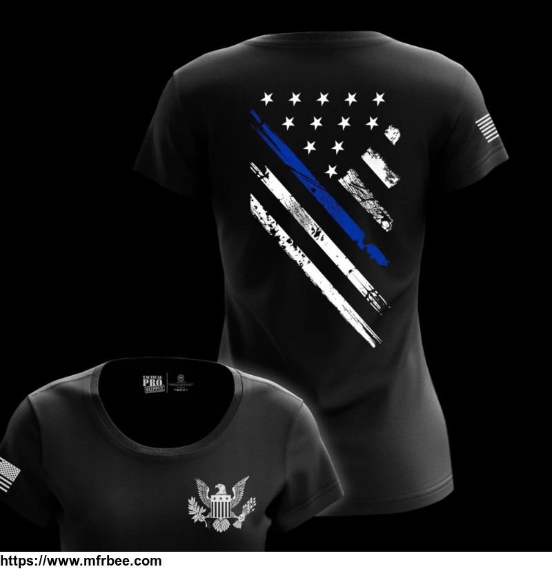 buy_blue_line_flag_crest_tees_for_women_at_tactical_pro_supply